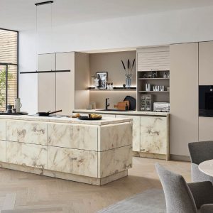 Ballerina Designküche mit Insel Marmor